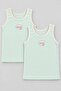 2-Piece Girls' Undershirt Set Mint Green, Mom Dad Love Printed Undershirt, Lace Trimmed Cotton Girls' Undershirt, Cotton 2-Piece Underwear Set, Gift Undershirt Set, Girls' Underwear Undershirt-19