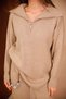 Women's Half Zipper Wide Collar Hijab 2-Piece Knitwear Set 4816 Mink - 2