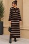 Women's Spanish Sleeve Striped Dress - 3