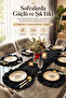 7 Piece Ruffled Black Tableware Presentation Set 6 Pieces Placemat + 1 Piece Ruffled Runner - 40X150 cm - 3