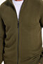 Men's Standard Fit Regular Cut Patterned Half Turtleneck Zipper Open Khaki Color Cardigan - 4