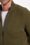 Men's Standard Fit Regular Cut Patterned Half Turtleneck Zipper Open Khaki Color Cardigan - 7