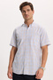 Men's Regular Fit Classic Cut 100% Cotton Short Sleeve Checkered Linen Effect Pocketed Beige-Khaki Shirt - 4