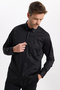 Classic Fit Long Sleeve Cotton Satin Men's Black Shirt - 4