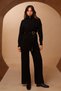 Women's Half Zipper Wide Collar Hijab 2-Piece Knitwear Set 4816 Black - 6