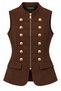 Zipper Button Detailed Women's Stand-Up Collar Sleeveless Fitted Waist Stylish Vest Blouse Frw002 - 5