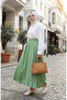 Elastic Waist Comfortable Cut Skirt 0227-09 Green - 2
