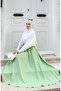 Elastic Waist Comfortable Cut Skirt 0227-09 Green - 4