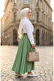 Elastic Waist Comfortable Cut Skirt 0227-09 Green - 3