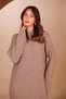 Women's Vertical Geometric Embossed Knitted Patterned Maxi Knitwear Dress 8508 Mink - 3