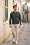 Men's Casual Polo Neck Long Sleeve Smoked T-Shirt - 3