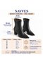 Women's Leather Black Pointed Toe Thick Heeled Ankle Boots with Zipper Stylish Daily Boots - 2