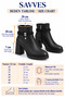Women's Black Zippered Buckle Detailed Daily Use Short Heeled Boots Shoes - 2