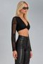 V-Neck Lace Detailed Black Crop - 4