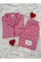 Red Heart Patterned Pink Milan Pajama Set