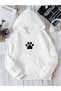3 Thread Unisex Black Paw Printed Hooded Oversized Sweatshirt Hoodie
