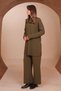 Women's Embossed Geometric Knitted Patterned Hijab 2-Piece Knitwear Set 8567 Khaki - 5
