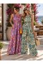 Colorful Patterned Crew Neck Belted Wide Leg Jumpsuit Casual Summer Stylish Sleeveless Jumpsuit - 2