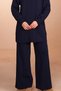 Women's Vertical Ribbed High Collar 2-Piece Hijab Knitwear Set 8615 Navy Blue - 6
