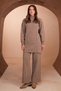 Women's Vertical Ribbed High Collar 2-Piece Hijab Knitwear Set 8615 Mink
