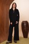 Women's Polo Collar Hair Braided Textured 2-Piece Hijab Knitwear Set 8568 Black - 5