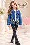 Girl's Flower Embroidered Denim Jacket-Jeans Jacket/Denim Coat-Jeans Coat