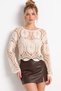 Stone Women's Crew Neck Lace Knit Seasonal Perforated Knitwear Blouse - 2