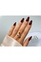 Adjustable Design Gold Tarnish-Resistant Steel Ring with Burgundy and White Details - 2