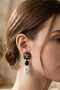 Black Handmade Stylish Earrings with Natural Stone Dangle - 2