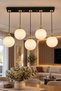 Lorenza 5.Li Sirali ✨ Braided Cable ✨   Black ✨   Gold Detailled ✨   White Glop Glass Modern Living Room Chandelier ✨   Kitchen Glass Chandelier ✨   Modern Chandelier Models Lighting Ceiling Lighting Living Room Pendant Lamp