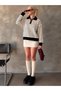 Women's Striped Half-Zip Polo Collar Knit Sweater - 3