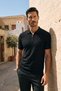 Men's Comfort Short Sleeve Black Knitwear Polo Neck T-Shirt - 6