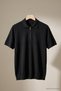 Men's Comfort Short Sleeve Black Knitwear Polo Neck T-Shirt - 5