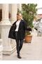 Women's Black Cashmere Coat Oversize - 4