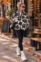 Cozy Flower Polar Jacket – Oversize Casual Zippered Women's Model - 4