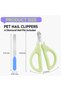 Pet Nail Clippers and File Set for Cats,Dogs,and Small Animals,Stainless Steel Trimmer with 2mm Safety Hole,Green - 2