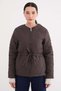 Waterway Patterned Belted Quilted Zippered Coat - 2