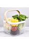 Metal Mesh Steel Garden Harvest Basket with Wooden Handle,Square Wire Storage Organizer for Vegetables and Fruits,25x25x18 cm - 3