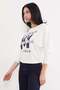 New York City Printed Boat Neck Bat Sleeve Blouse - 4