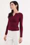 Double Zipper Crew Neck Slim Fit Blouse - 5