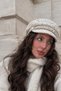 Cream Winter Newsboy Hat |   Knitted Detailed Newsboy Women's Cap