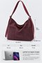 Burgundy Suede Women's Hobo Shoulder Bag with Double Front Pockets and Adjustable Strap - 4