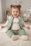 Floral Patterned Zippered Vest Baby Girl 3-Piece Set