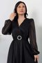 Double-Breasted Collar Glittery Tulle Dress GRS3590 - 2