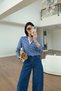 Blue Striped Contrast Polo Collar Sweatshirt - 2