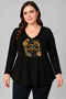 Plus Size Own Your Power Printed V-Neck Long Sleeve Flared Hem Blouse