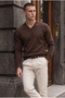 Parma V-Neck Men's Knit Sweater - Brown - 4