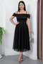 Square Neck Strap Glitter Tulle Dress 39976 - 4