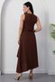 Crew Neck Chain Belted Crepe Dress Grs3992 - 8