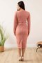 Suede double-breasted collar belted dress 13407 - 6